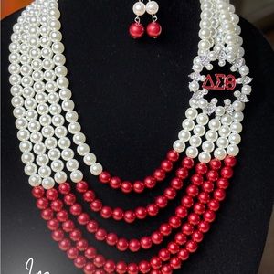 Elegant Delta Sigma Theta Sorority Pearl Jewelry Set